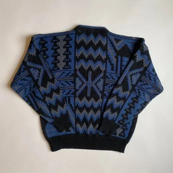 Vintage black & blue sweater - Picture 2 of 4